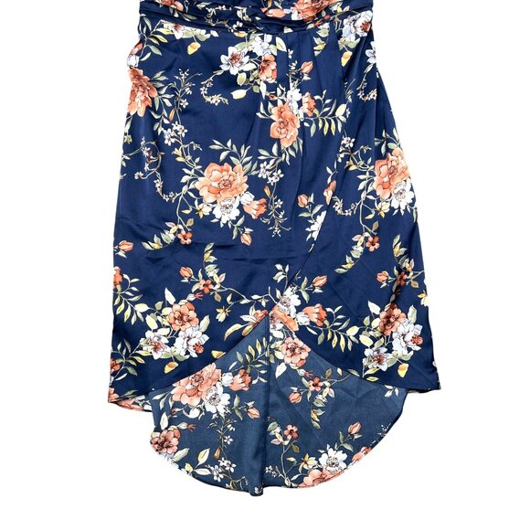 Lulus My Favorite Day Womens Navy Blue Floral Print Tulipl Wrap Midi Dress XXL - Picture 11 of 15